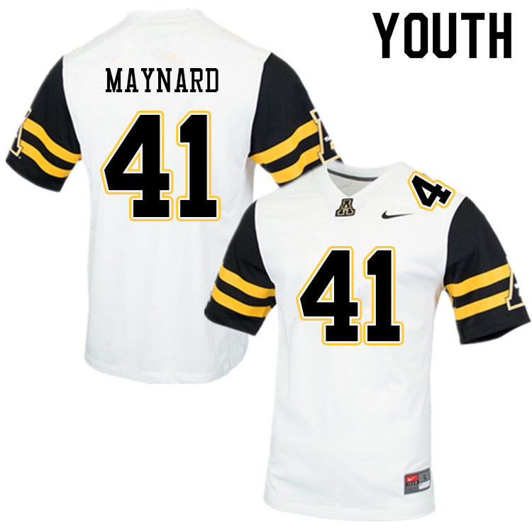 Youth #41 Conner Maynard Appalachian State Mountaineers College Football Jerseys Sale-White